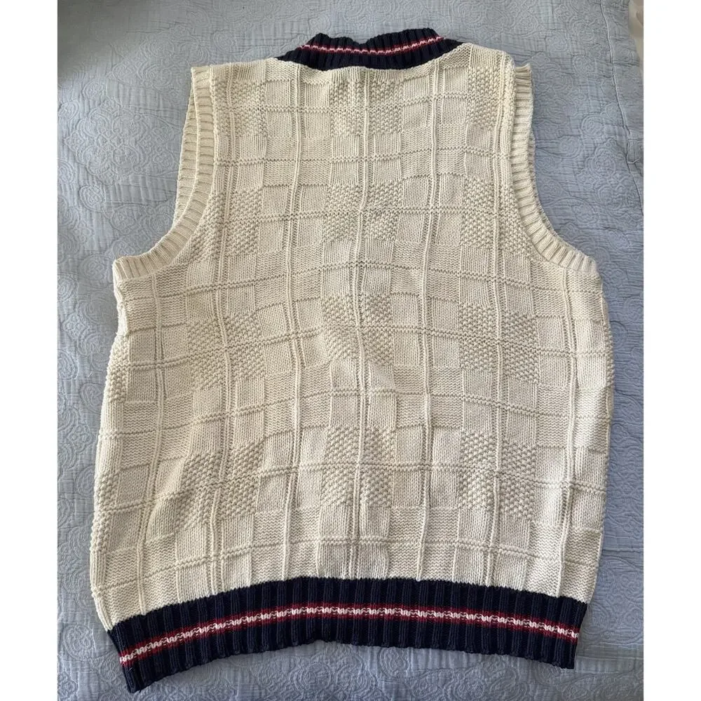 Lands End Sweater Vest Men Large Preppy Cricket Golf‎ Preppy Polo 90s USA VTG